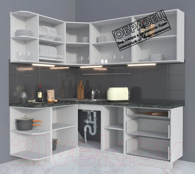 Готовая кухня Интерлиния Мила Матте 1.5x2.1 А левая