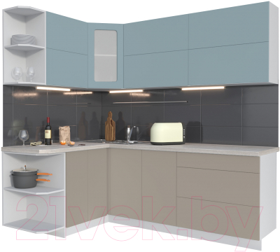 Готовая кухня Интерлиния Мила Матте 1.5x2.2 А левая - фото
