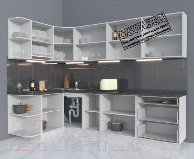 Готовая кухня Интерлиния Мила Матте 1.5x2.8 А левая