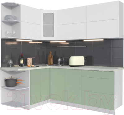 Готовая кухня Интерлиния Мила Матте 1.5x2.1 А левая - фото