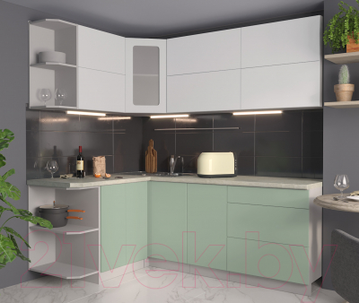 Готовая кухня Интерлиния Мила Матте 1.5x2.1 А левая