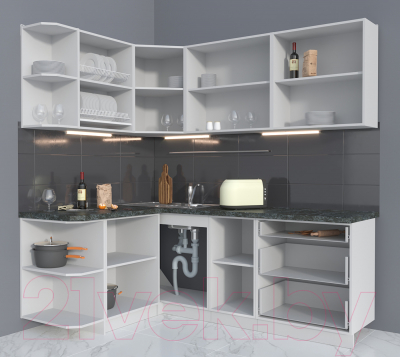 Готовая кухня Интерлиния Мила Матте 1.5x2.1 А левая