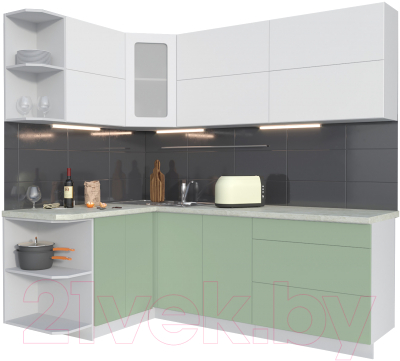 Готовая кухня Интерлиния Мила Матте 1.5x2.2 А левая - фото