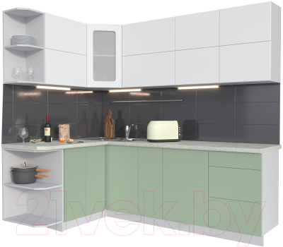 Готовая кухня Интерлиния Мила Матте 1.5x2.3 А левая - фото