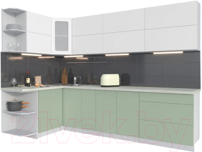 Готовая кухня Интерлиния Мила Матте 1.5x2.9 А левая - фото