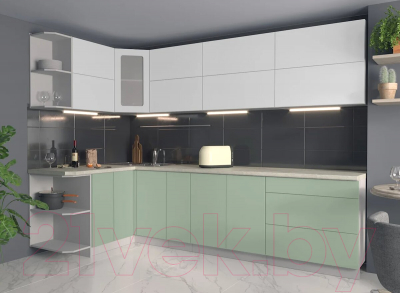 Готовая кухня Интерлиния Мила Матте 1.5x2.9 А левая