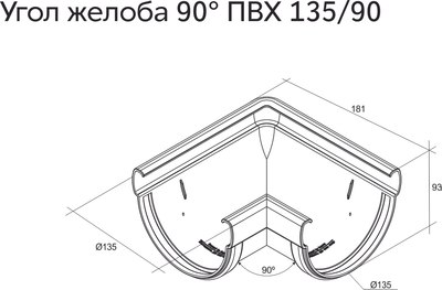 Угол желоба Grand Line ПВХ 135 градусов универсальный RAL 6005