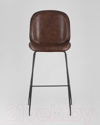 Стул барный Stool Group Турин со спинкой / 9329C (экокожа коричневый/черные ножки)