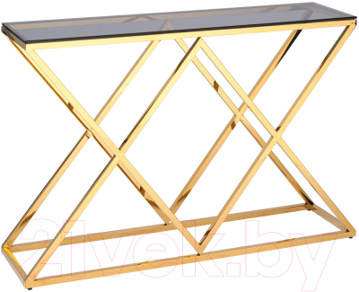 Консольный столик Stool Group Инсигния 120x40 / ECST-026-TG-SK (стекло Smoke/сталь золото) - фото