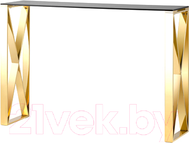 Консольный столик Stool Group Кросс 115x30 / ECST-008-TG-SK (стекло smoke/сталь золото) - фото