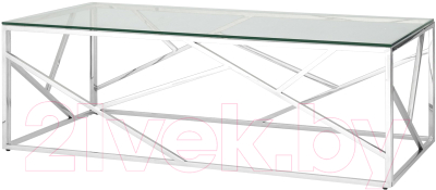 Журнальный столик Stool Group Арт Деко 120x60 / ECT-015 (прозрачное стекло/сталь серебристый) - фото