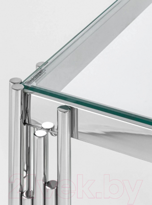 Журнальный столик Stool Group Гэтсби 55x55 / EET-027 (прозрачное стекло/сталь серебристый)