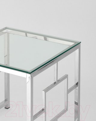 Журнальный столик Stool Group Бруклин 55x55 / EET-013 (прозрачное стекло/сталь серебристый)