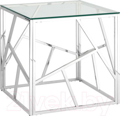 Журнальный столик Stool Group Арт Деко 55x55 / EET-015 (прозрачное стекло/сталь серебристый) - фото