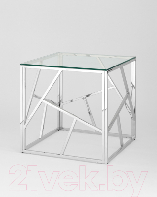 Журнальный столик Stool Group Арт Деко 55x55 / EET-015 (прозрачное стекло/сталь серебристый)