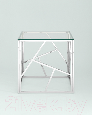 Журнальный столик Stool Group Арт Деко 55x55 / EET-015 (прозрачное стекло/сталь серебристый)