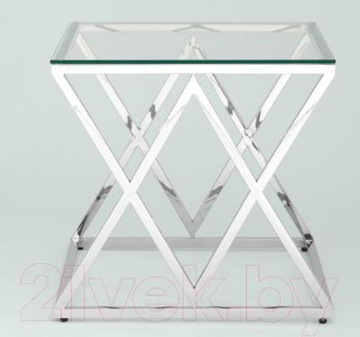 Журнальный столик Stool Group Инсигния 55x55 / EET-026 (прозрачное стекло/сталь серебристый)