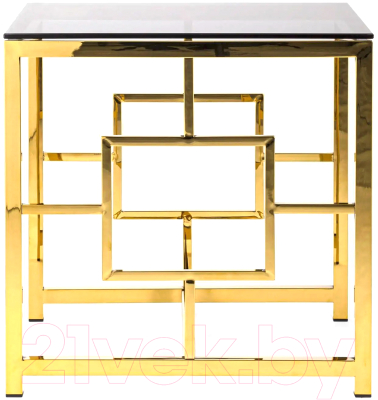 Журнальный столик Stool Group Бруклин 55x55 (стекло smoke/сталь золото) - фото