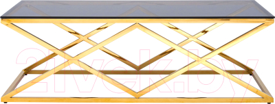 Журнальный столик Stool Group Инсигния 120x60 / ECT-026-TG-SK (стекло Smoke/сталь золото) - фото