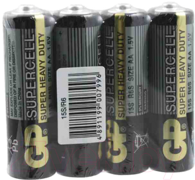 Комплект батареек GP Batteries Supercell R6/AA 15S-OS4 - фото