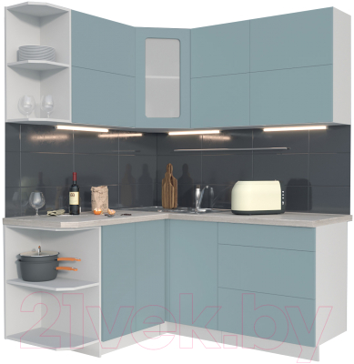 Готовая кухня Интерлиния Мила Матте 1.5x1.7 А левая - фото