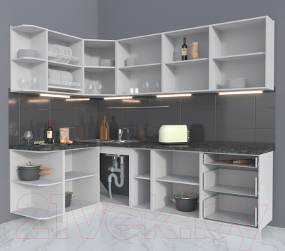 Готовая кухня Интерлиния Мила Матте 1.5x2.5 А левая