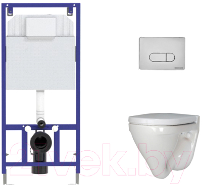 Унитаз подвесной с инсталляцией Sanita Luxe Attica SL DM ATCSLWH0104 + 525 040000 + D3 040033 - фото