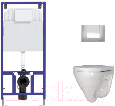 Унитаз подвесной с инсталляцией Sanita Luxe Attica SL DM ATCSLWH0104 + 525 040000 + S3 040043 - фото