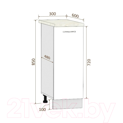 Шкаф-стол кухонный Кортекс-мебель Корнелия Лира НШ30р