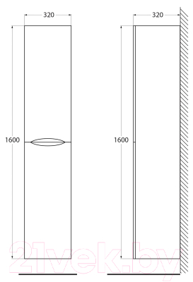 Шкаф-пенал для ванной BelBagno ACQUA-1600-2A-SC-PS-P