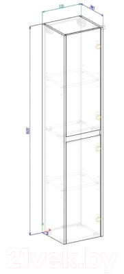 Шкаф-пенал для ванной BelBagno KRAFT-1600-2A-SC-RGB-L