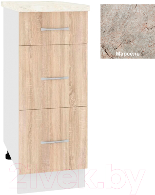 Шкаф-стол кухонный Кортекс-мебель Кортекс-мебель Корнелия Лира НШ30р3ш - фото