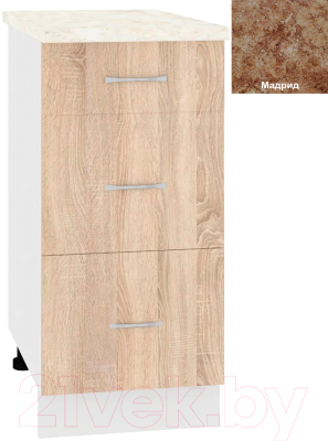 Шкаф-стол кухонный Кортекс-мебель Корнелия Лира НШ40р3ш - фото