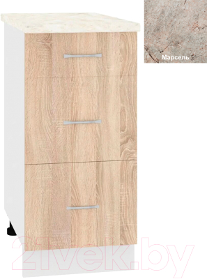 Шкаф-стол кухонный Кортекс-мебель Корнелия Лира НШ40р3ш - фото