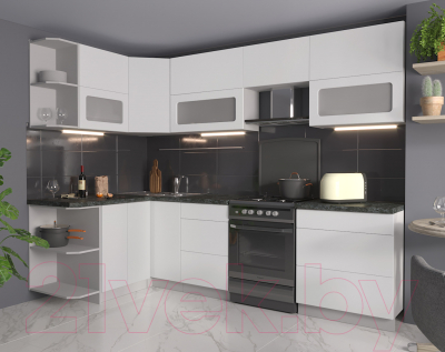 Готовая кухня Интерлиния Мила Матте 1.5x2.7 Б левая