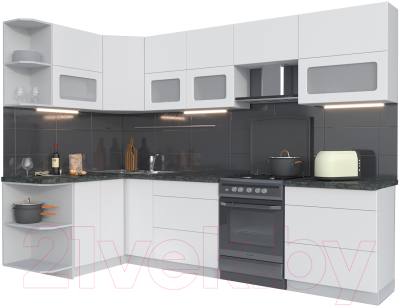 Готовая кухня Интерлиния Мила Матте 1.5x2.9 Б левая - фото