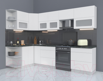 Готовая кухня Интерлиния Мила Матте 1.5x2.9 Б левая