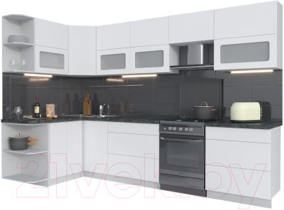 Готовая кухня Интерлиния Мила Матте 1.5x3.1 Б левая - фото
