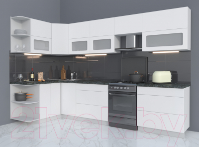 Готовая кухня Интерлиния Мила Матте 1.5x3.2 Б левая