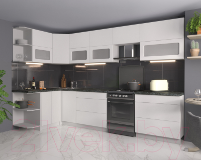 Готовая кухня Интерлиния Мила Матте 1.5x3.2 Б левая