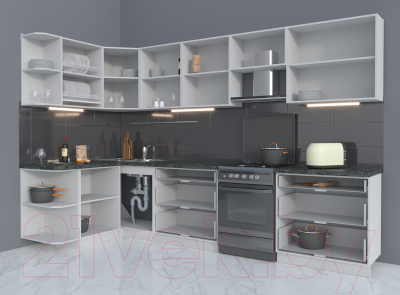 Готовая кухня Интерлиния Мила Матте 1.5x3.2 Б левая