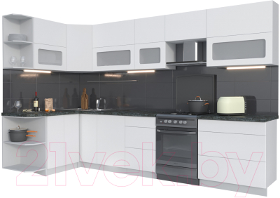 Готовая кухня Интерлиния Мила Матте 1.5x3.3 Б левая - фото