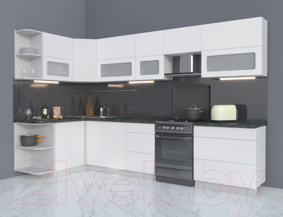 Готовая кухня Интерлиния Мила Матте 1.5x3.3 Б левая