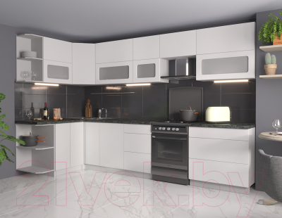 Готовая кухня Интерлиния Мила Матте 1.5x3.3 Б левая