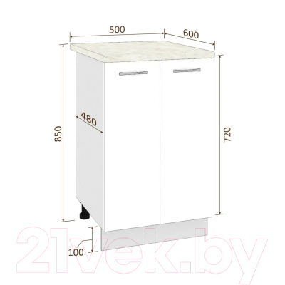 Шкаф-стол кухонный Кортекс-мебель Корнелия Лира НШ50р