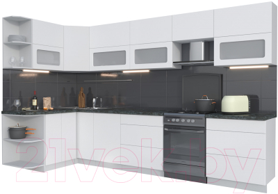 Готовая кухня Интерлиния Мила Матте 1.5x3.4 Б левая - фото