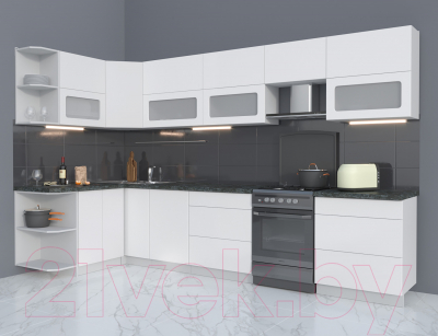 Готовая кухня Интерлиния Мила Матте 1.5x3.4 Б левая