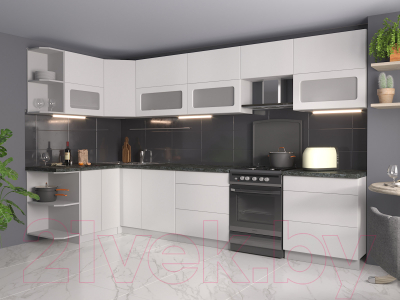 Готовая кухня Интерлиния Мила Матте 1.5x3.4 Б левая