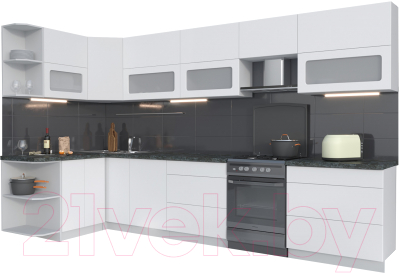 Готовая кухня Интерлиния Мила Матте 1.5x3.5 Б левая - фото