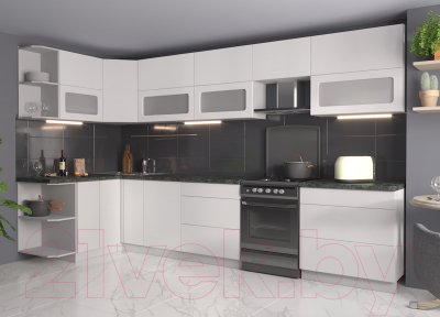 Готовая кухня Интерлиния Мила Матте 1.5x3.5 Б левая